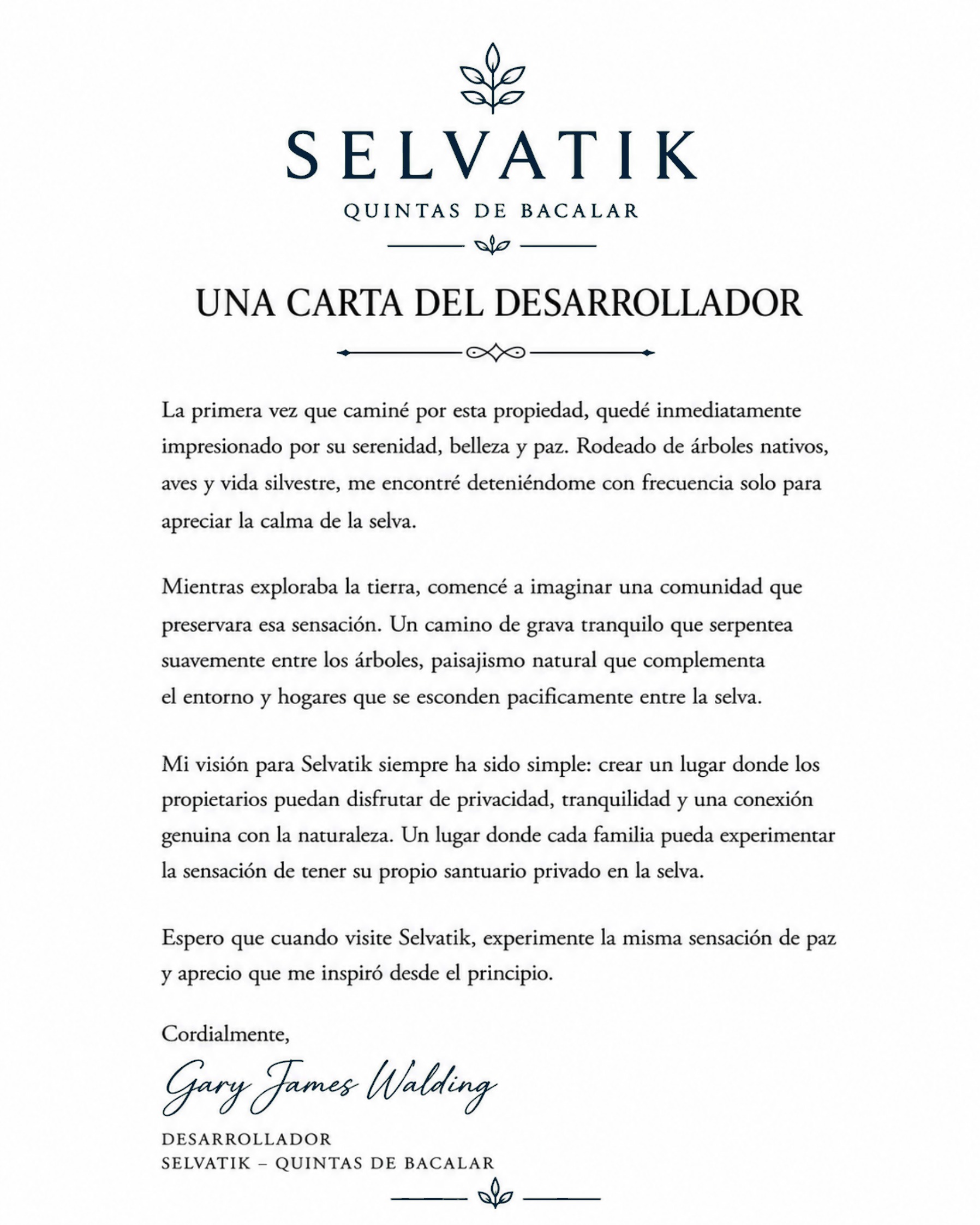 Carta del Desarrollador