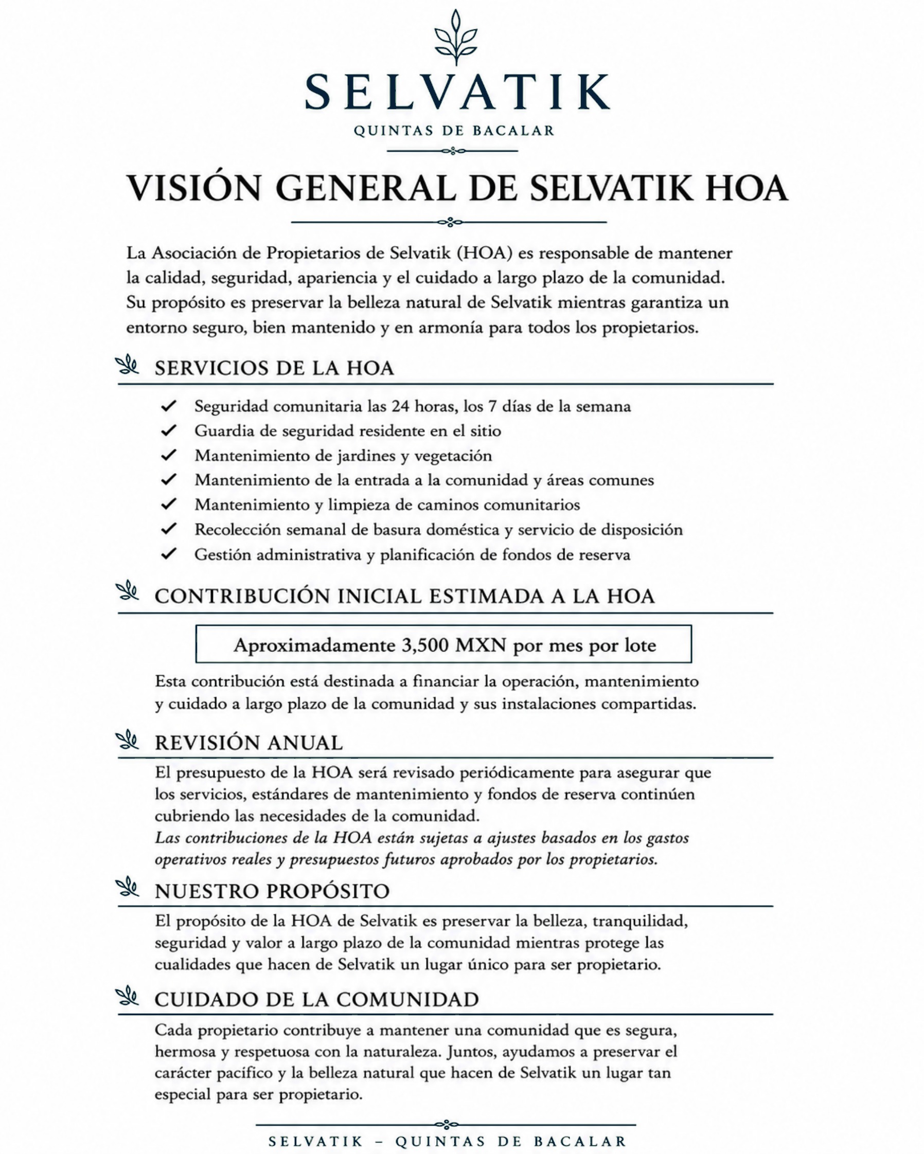 Resumen de la Asociación de Propietarios