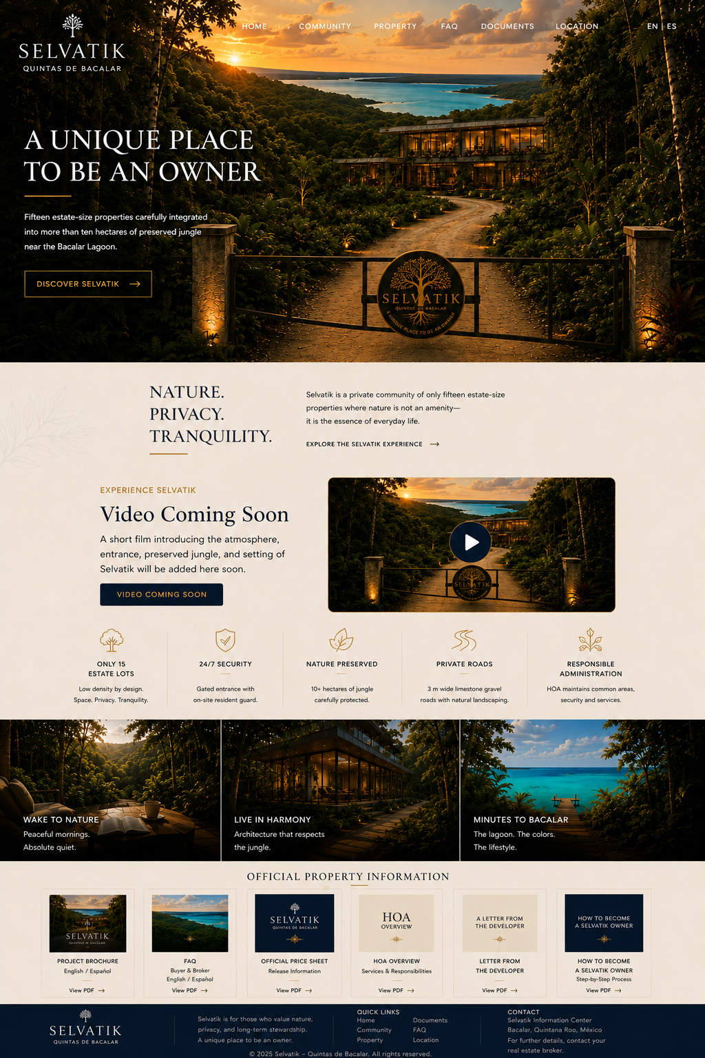 Selvatik Quintas de Bacalar approved homepage design