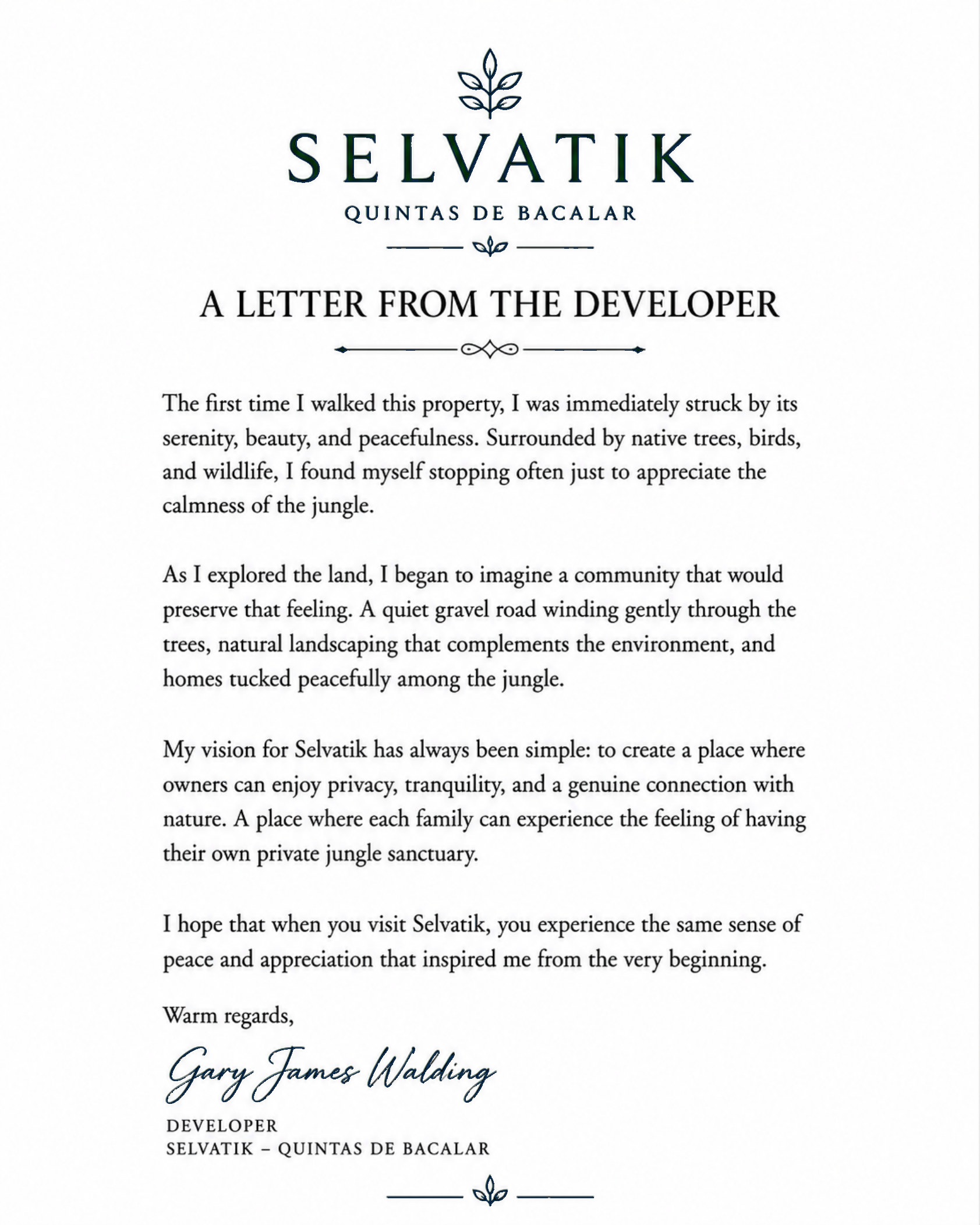 Letter from the Developer