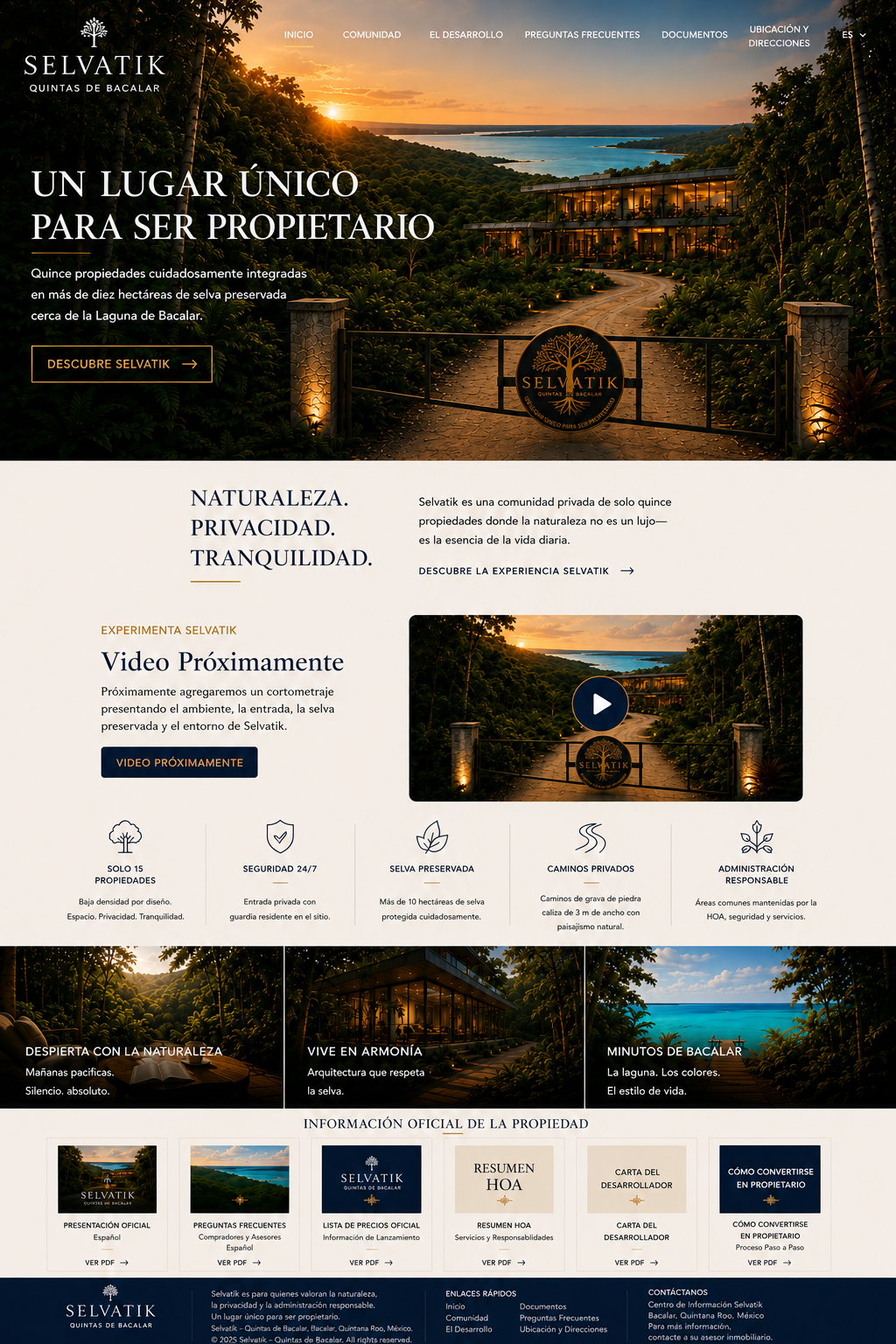 SELVATIK Quintas de Bacalar Spanish homepage